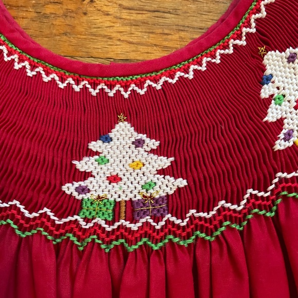 Rosalina 4T Smocked Christmas Tree Dress Red Holiday Dress - Picture 3 of 6